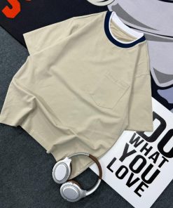 Premium Relaxed Silhouette Boxy Tshirt-Half 'Light Khaki'