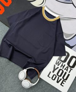 Premium Relaxed Silhouette Boxy Tshirt-Half 'Navy '