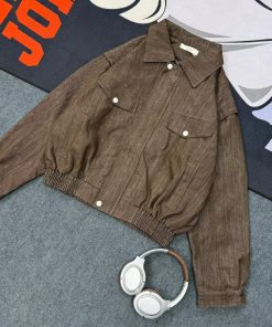 Premium Cropped Jacket with Voluminous Lantern Arms 'Brown'