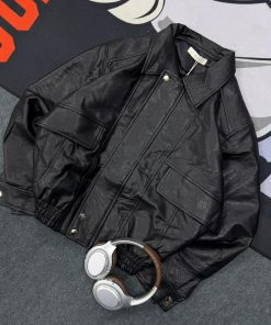 Premium Relaxed Balloon Fit Leather Jacket 'Black'