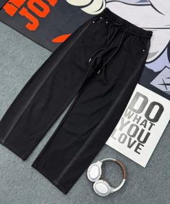 Mid-Rise Regular Fit Trousers with Side Stripes 'Black'