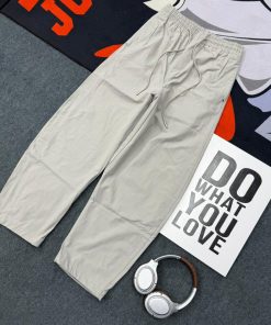 Lightweight Wide-Leg Cargo Trousers with Elastic Waistband 'Grey'