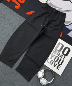 Relaxed-Fit Technical Trousers with Elastic Waist 'Black'
