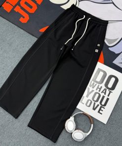Relaxed Fit Drawstring Fleece Wide-Leg Sweatpant 'Black'