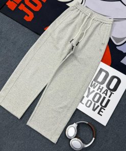 Relaxed Fit Drawstring Fleece Wide-Leg Sweatpant 'Grey'