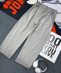 High-Waisted Wide-Leg Fleece Sweatpants with Drawstring 'Vintage Grey'