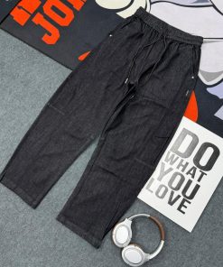 High-Waisted Baggy Pant with Elasticated Waistband 'Dark Indigo'