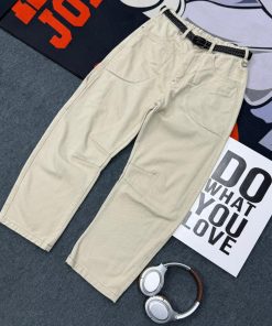 Relaxed-Fit Baggy Premium Pant with Braided Belt 'Cream'