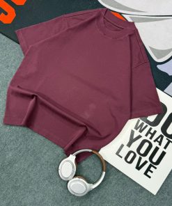 Premium Plain Crew Neck Tshirt-Half 'Maroon'