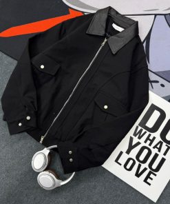 Artisan Crafted Leather Collar Trucker Jacket 'Black'