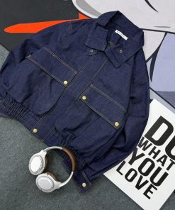 The Cropped Trucker Utility Jeans Jacket 'Dark Blue'