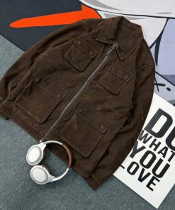 Full-zipper Suede Trucker Jacket 'Brown'
