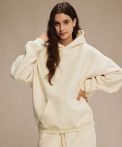 Classic Minimal Premium Plain Hoodie 'Cream'