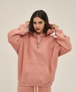 Classic Minimal Premium Plain Hoodie 'Peach Pink'