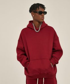 Classic Minimal Premium Plain Hoodie 'Red'