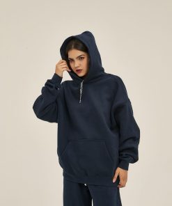 Classic Minimal Premium Plain Hoodie 'Navy'