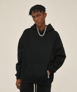 Classic Minimal Premium Plain Hoodie 'Black'