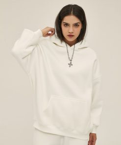 Classic Minimal Premium Plain Hoodie 'White'