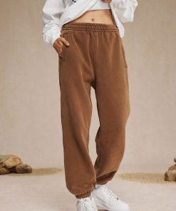 Acid Wash Vintage Fleece Jogger 'Light Brown'