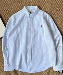 Classic Fit Vertical Stripe Long-Sleeve Button-Down Shirt 'Sky Blue'