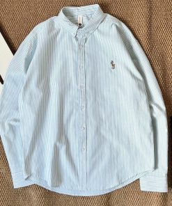 Classic Fit Vertical Stripe Long-Sleeve Button-Down Shirt 'Light Blue'