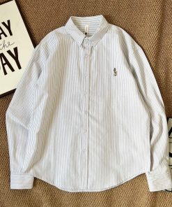 Classic Fit Vertical Stripe Long-Sleeve Button-Down Shirt 'Light Peach'