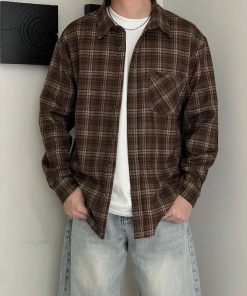 Men's Long-Sleeve Plaid Flannel Shirt 'Brown/Khaki'