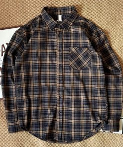 Men's Long-Sleeve Plaid Flannel Shirt 'Olive/Navy'