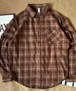 Men's Long-Sleeve Plaid Flannel Shirt 'Khaki/Brown'