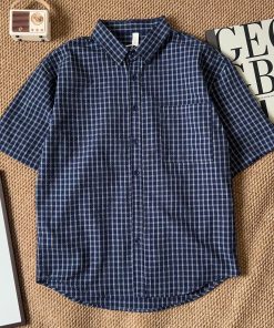 Checked Short-sleeve button-up shirt 'Dark Blue'