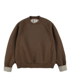 Relaxed-Fit Raglan-Sleeve Crewneck Sweatshirt 'Coffee'