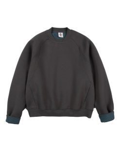 Relaxed-Fit Raglan-Sleeve Crewneck Sweatshirt 'Dark Grey'