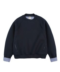 Relaxed-Fit Raglan-Sleeve Crewneck Sweatshirt 'Dark NavyBlue'