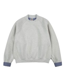 Relaxed-Fit Raglan-Sleeve Crewneck Sweatshirt 'Light Grey'