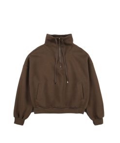 Fleece-Lined Insulated Pullover with Stand Collar & Quarter-Zip Jacket 'Brown'