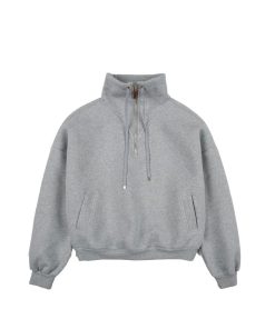 Fleece-Lined Insulated Pullover with Stand Collar & Quarter-Zip Jacket 'Grey'