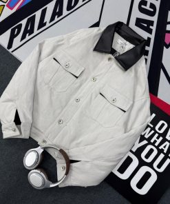 Monochrome Contrast Corduroy Utility Jacket 'White'