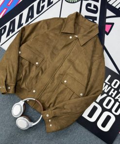 Premium Faux Suede Oversized Bomber Jacket 'Tan'