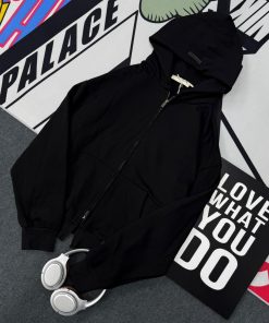 Fear of God Essentials Fleece Zip-Up Hoodie 'Black'