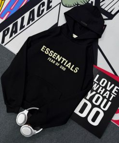 Fear of God Essentials Black Cotton-blend Fleece Hoodie 'Black'
