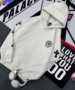 Chrome Hearts Plus Cross Horseshoe Hoodie 'Light Grey'