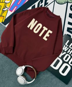 Crewneck Sweatshirt NOTE Graphic 'Maroon'