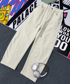 Relaxed Fit Wide Leg Drawstring Waist Cargo Pants 'Off-white'
