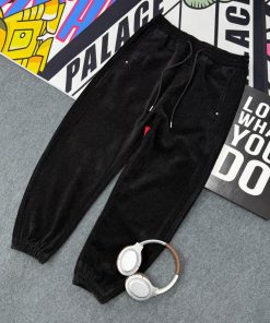 Corduroy Drawstring Joggers Pant 'Black'