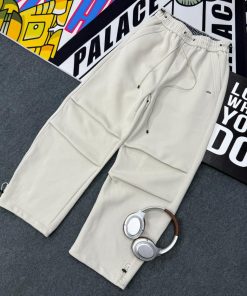 Wide‑Leg Cargo/Jogger Sweatpants 'Light Cream'