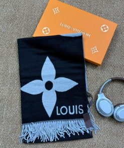 Premium Wool–Silk Blend Luxury All-Season Lightweight Scarf 'Black/Grey'