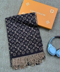 Premium Wool–Silk Blend Luxury All-Season Lightweight Scarf 'Brown/Beige'
