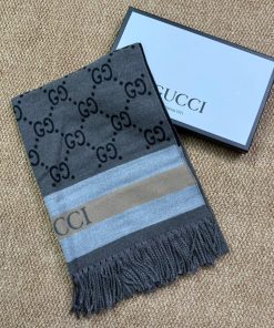 Premium Wool–Silk Blend Luxury All-Season Lightweight Dark/Grey/Beige Scarf