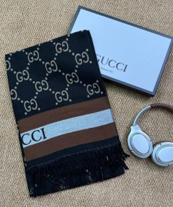 Premium Wool–Silk Blend Luxury All-Season Lightweight Black/Coffee Scarf