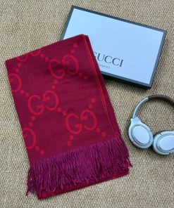 Premium Wool–Silk Blend Luxury All-Season Lightweight Red Scarf